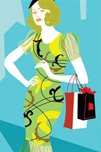 Женщина с покупками рисунок