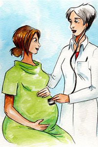 Врач осматривает беременную женщину рисунок