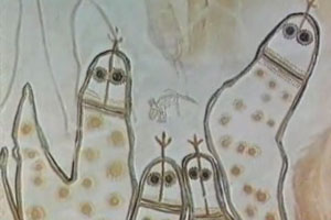 Рисунки пришельцев на стене