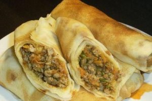 Блинчики с мясным и овощным фаршем