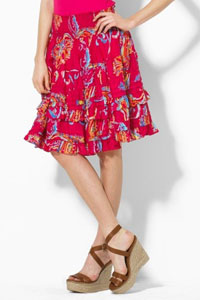 Шифоновая юбка длиной до колена с затейливым цветочным узором