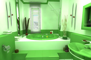 Оформление ванной комнаты зеленым цветом