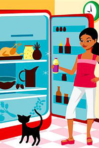 Девушка у холодильника рисунок